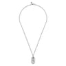 22 Inch 925 Sterling Silver Garnet Dog Tag Pendant Necklace With Dagger