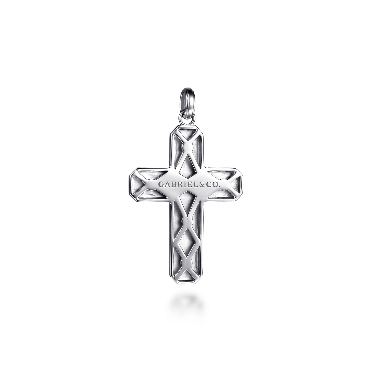 22 Inch 925 Sterling Silver Geometric Cross Pendant Necklace
