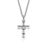 22 Inch 925 Sterling Silver Geometric Cross Pendant Necklace