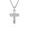22 Inch 925 Sterling Silver Geometric Cross Pendant Necklace
