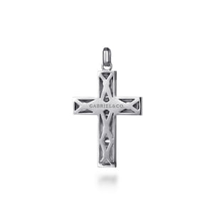 22 Inch 925 Sterling Silver Geometric Cross Pendant Necklace