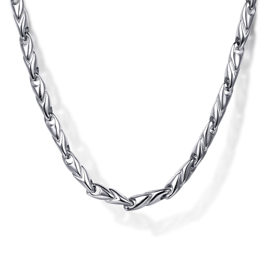 22 Inch 925 Sterling Silver Hollow Men's Link Chain Necklace