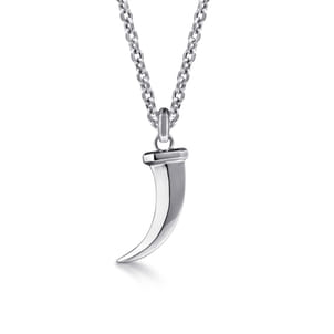 22 Inch 925 Sterling Silver Horn Pendant Necklace