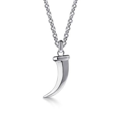 22 Inch 925 Sterling Silver Horn Pendant Necklace
