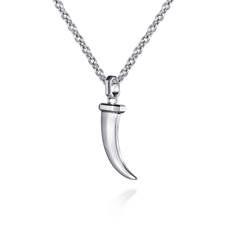 22 Inch 925 Sterling Silver Horn Pendant Necklace - Shot 2