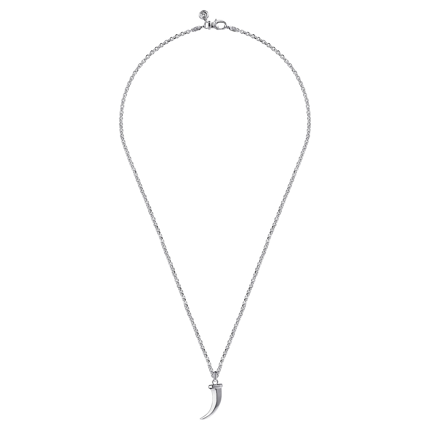 22 Inch 925 Sterling Silver Horn Pendant Necklace - Shot 3