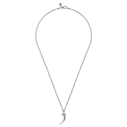 22 Inch 925 Sterling Silver Horn Pendant Necklace