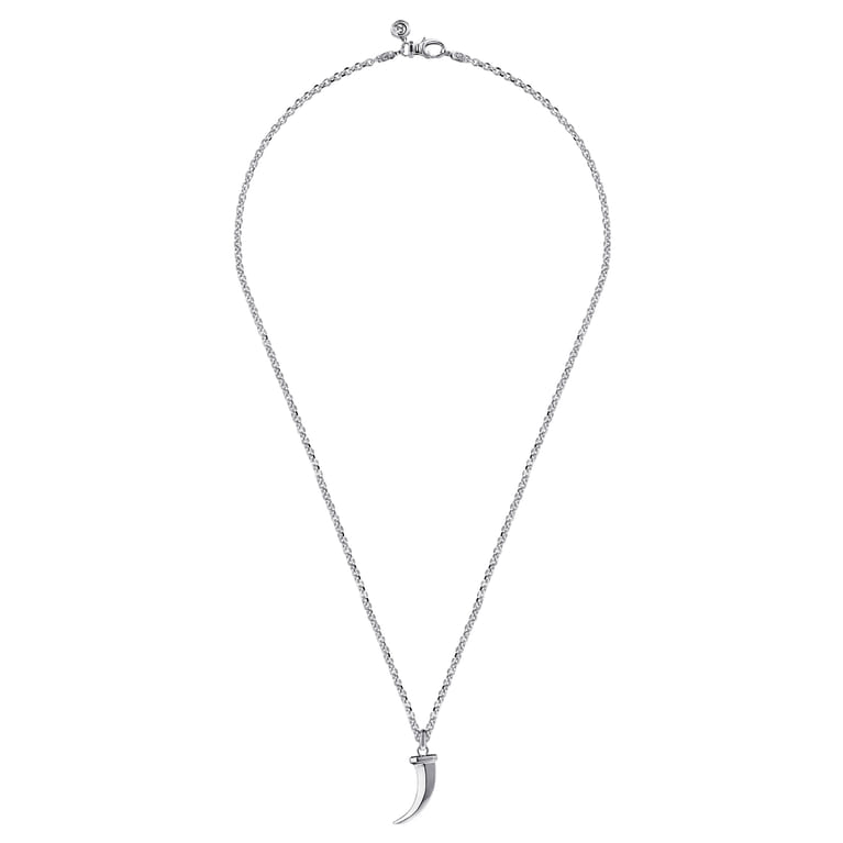22 Inch 925 Sterling Silver Horn Pendant Necklace - Shot 3