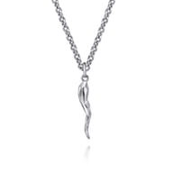 22 Inch 925 Sterling Silver Italian Horn Pendant Necklace