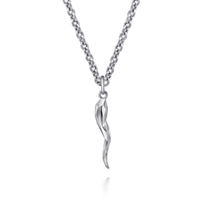 22 Inch 925 Sterling Silver Italian Horn Pendant Necklace
