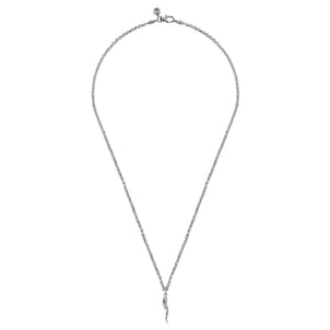 22 Inch 925 Sterling Silver Italian Horn Pendant Necklace