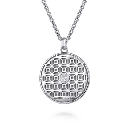 22 Inch 925 Sterling Silver Lion Medallion Pendant Necklace