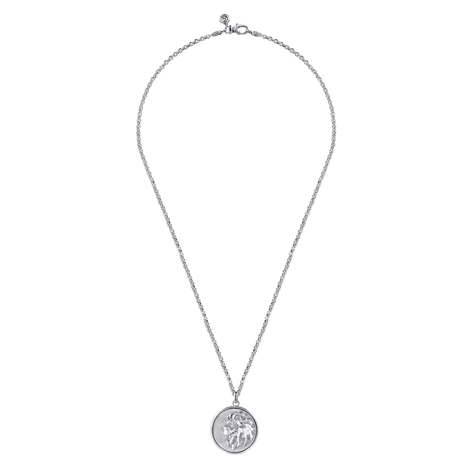 22 Inch 925 Sterling Silver Lion Medallion Pendant Necklace - Shot 3