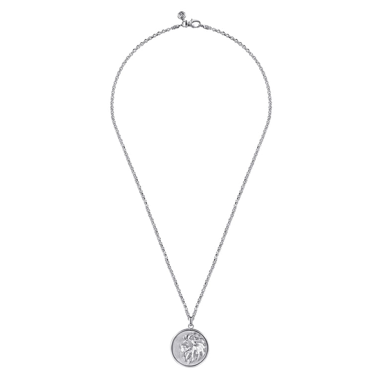 22 Inch 925 Sterling Silver Lion Medallion Pendant Necklace - Shot 3