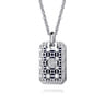 22 Inch 925 Sterling Silver Onyx Dog Tag Pendant Necklace