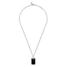 22 Inch 925 Sterling Silver Onyx Dog Tag Pendant Necklace