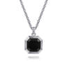 22 Inch 925 Sterling Silver Onyx Pendant Necklace
