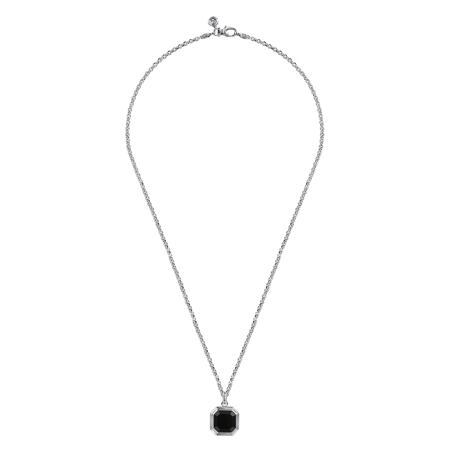 22 Inch 925 Sterling Silver Onyx Pendant Necklace - Shot 2