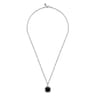 22 Inch 925 Sterling Silver Onyx Pendant Necklace