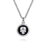 22 Inch 925 Sterling Silver Onyx with Skull Pendant Necklace