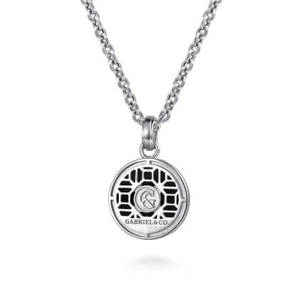 22 Inch 925 Sterling Silver Onyx with Skull Pendant Necklace