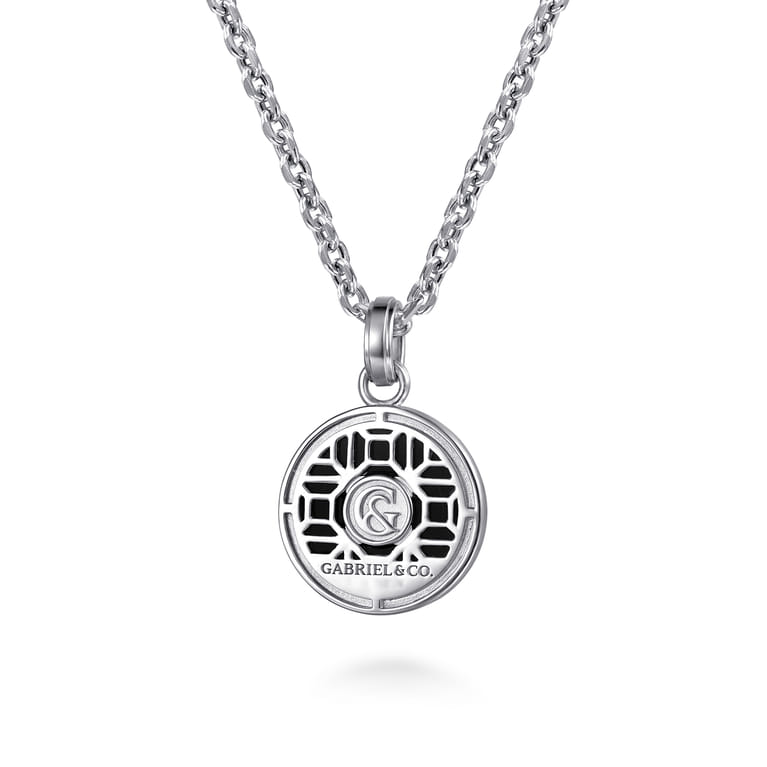 22 Inch 925 Sterling Silver Onyx with Skull Pendant Necklace - Shot 2