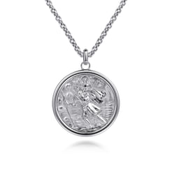 22-Inch-925-Sterling-Silver-Round-St-Christopher-Protect-US-Pendant-Necklace1