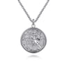 22 Inch 925 Sterling Silver Round St Christopher Protect US Pendant Necklace