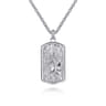 22 Inch 925 Sterling Silver Saint Christopher Dog Tag Pendant Necklace