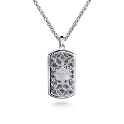 22 Inch 925 Sterling Silver Saint Christopher Dog Tag Pendant Necklace