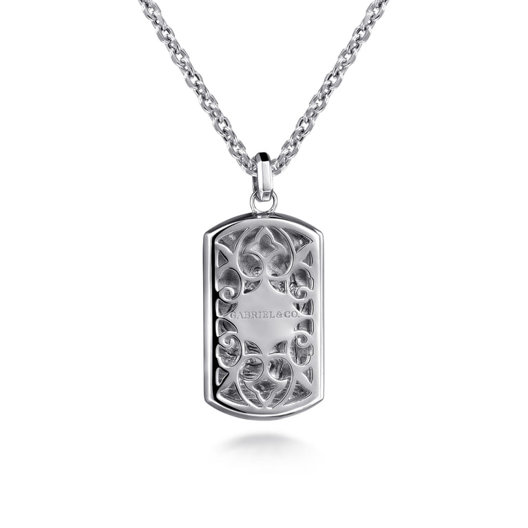 22 Inch 925 Sterling Silver Saint Christopher Dog Tag Pendant Necklace - Shot 2