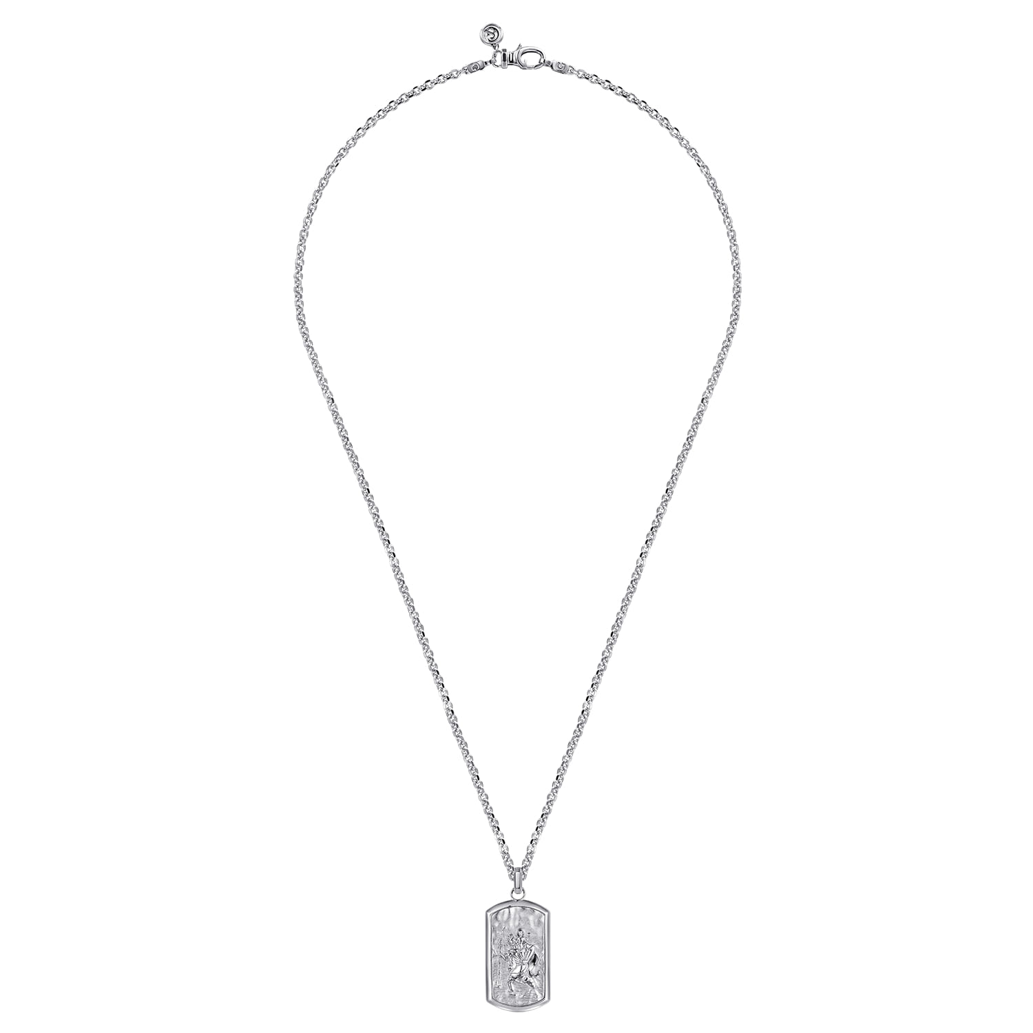 22 Inch 925 Sterling Silver Saint Christopher Dog Tag Pendant Necklace - Shot 3