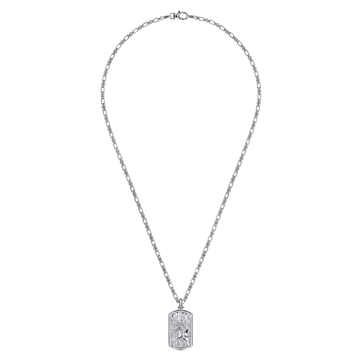 22 Inch 925 Sterling Silver Saint Christopher Dog Tag Pendant Necklace - Shot 3