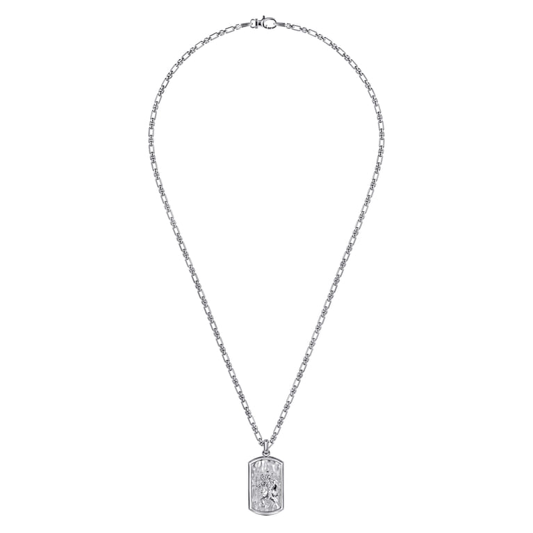 22 Inch 925 Sterling Silver Saint Christopher Dog Tag Pendant Necklace - Shot 3