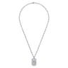 22 Inch 925 Sterling Silver Saint Christopher Dog Tag Pendant Necklace