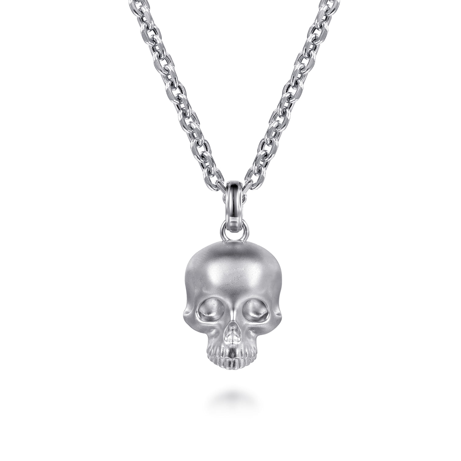 22 Inch 925 Sterling Silver Skull Pendant Necklace - Shot 1
