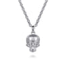 22 Inch 925 Sterling Silver Skull Pendant Necklace