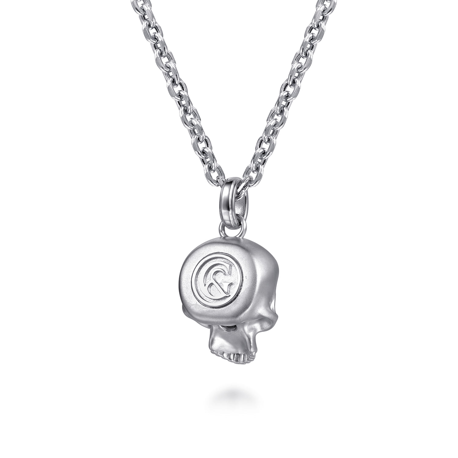 22 Inch 925 Sterling Silver Skull Pendant Necklace - Shot 2