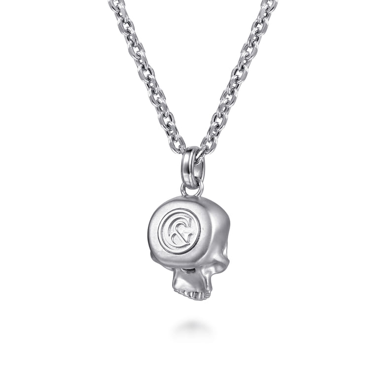 22 Inch 925 Sterling Silver Skull Pendant Necklace - Shot 2