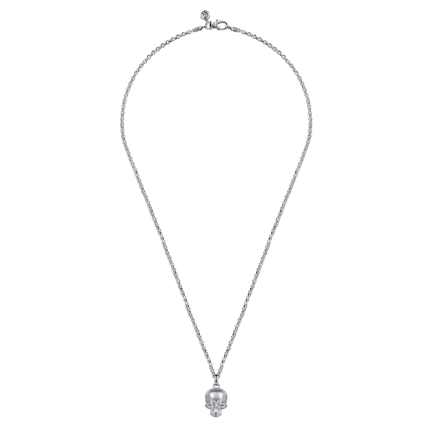 22 Inch 925 Sterling Silver Skull Pendant Necklace - Shot 3