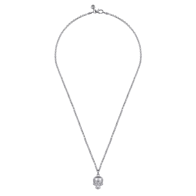 22 Inch 925 Sterling Silver Skull Pendant Necklace - Shot 3