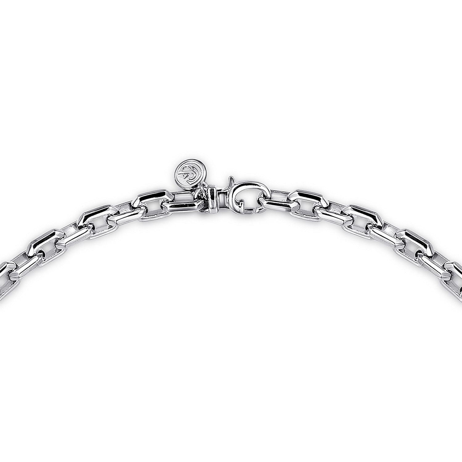22 Inch 925 Sterling Silver Solid Faceted Men's Link Chain Necklace - Shot 3