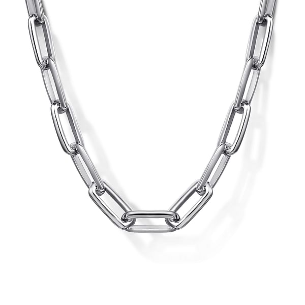 22 Inch 925 Sterling Silver Solid Faceted Men&rsquo;s Link Chain 