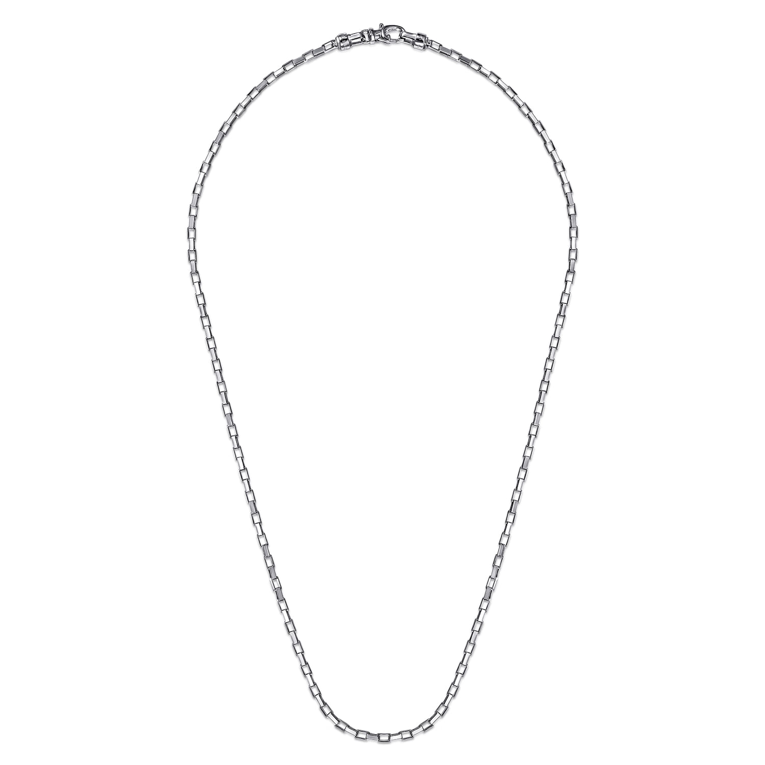 22 Inch 925 Sterling Silver Solid Men's Box Chain Necklace - Shot 2