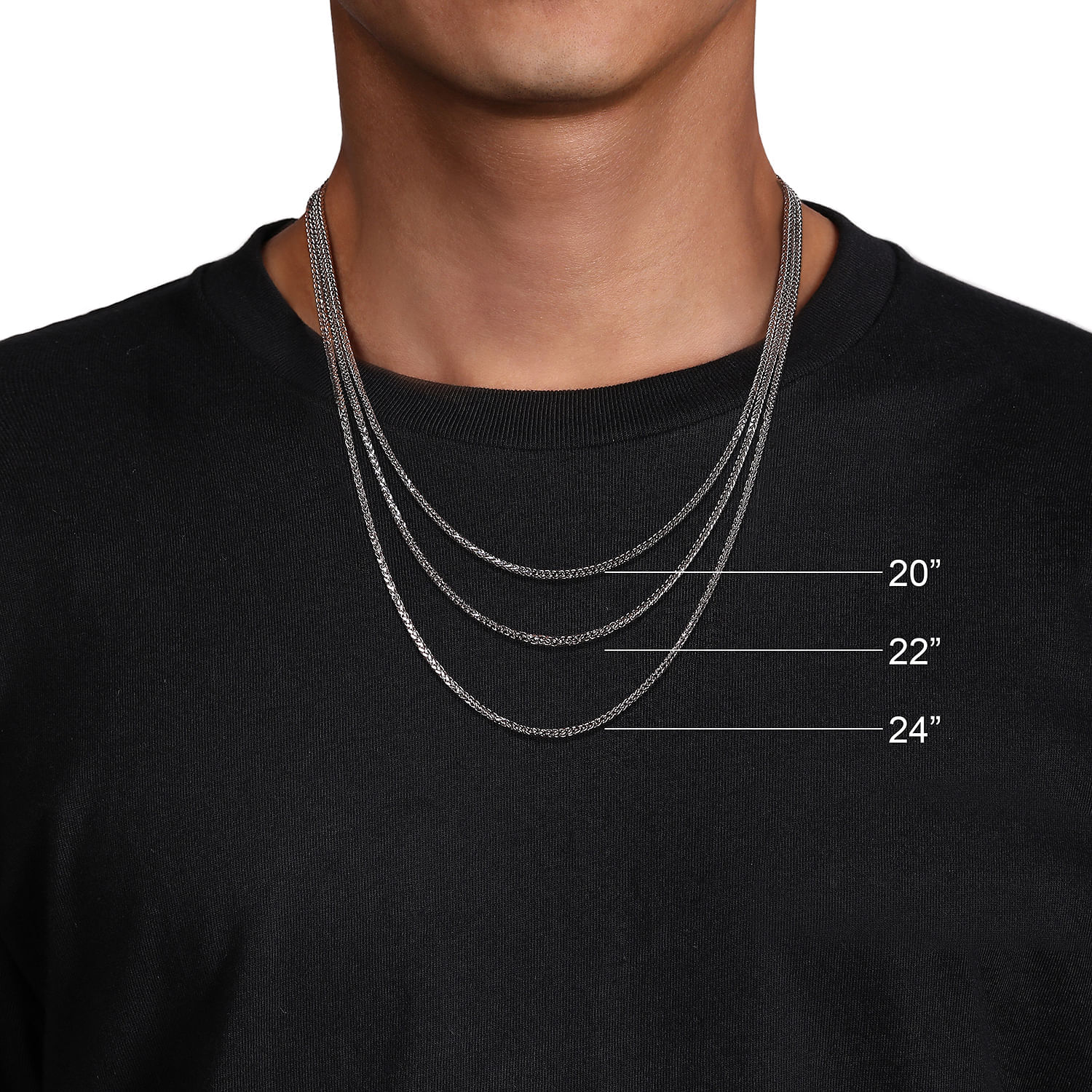 22 Inch 925 Sterling Silver Solid Men's Wheat Chain Necklace
