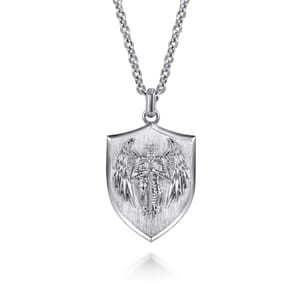 22 Inch 925 Sterling Silver St. Michael Dog Tag Pendant Necklace