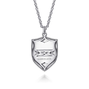22 Inch 925 Sterling Silver St. Michael Dog Tag Pendant Necklace