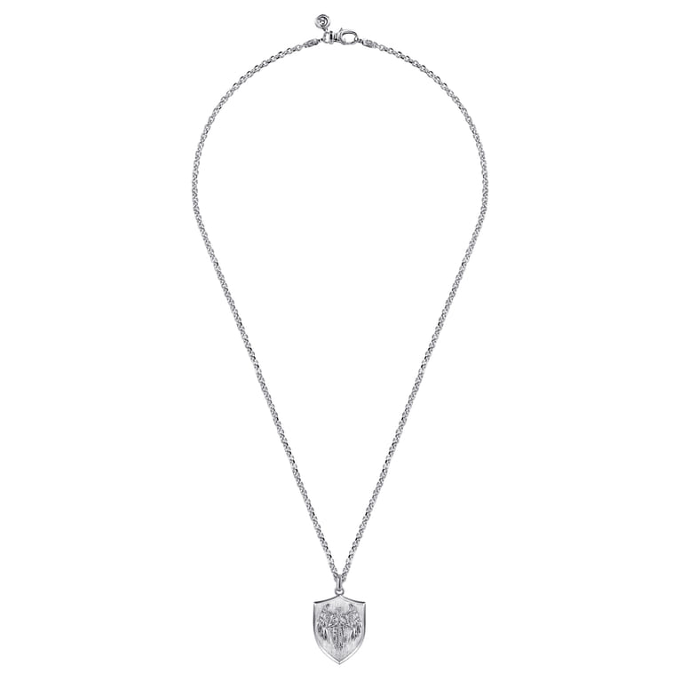 22 Inch 925 Sterling Silver St. Michael Dog Tag Pendant Necklace - Shot 3