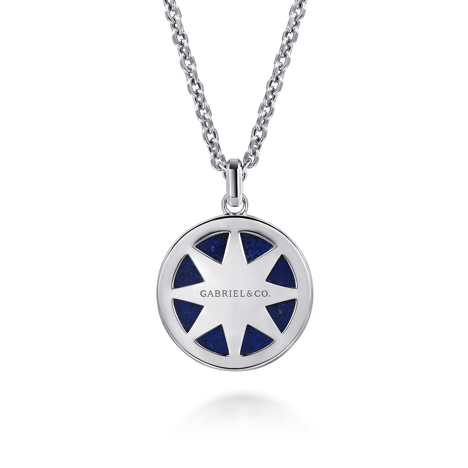 22 Inch 925 Sterling Silver Star of David Lapis Pendant Necklace - Shot 2
