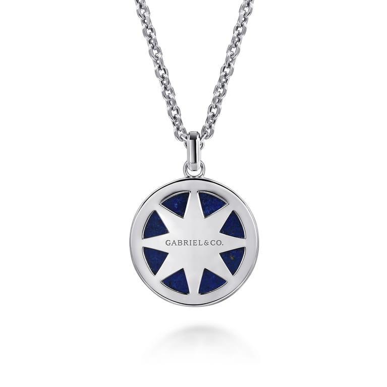 22 Inch 925 Sterling Silver Star of David Lapis Pendant Necklace - Shot 2